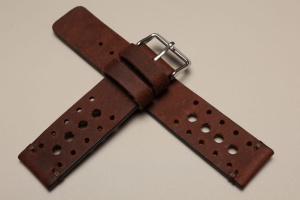 Pasek Skórzany Vintage, Brązowy, Tropic,  Brązowa nić,  22mm