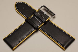 Pasek do zegarka Adriatica A8292, Skórzany, Czarno-żółty, 24mm