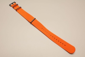 Pasek typu Nato, Nylonowy, Pomarańczowy, Czarne okucia, 22mm