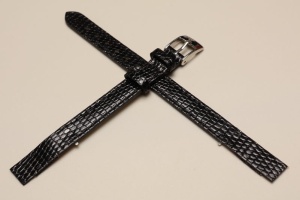 Pasek Bros 8229, Skóra z jaszczurki, Czarny, 10mm, Otwarty koniec 