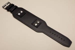 Pasek z podkładką Stailer 4191, Skórzany, Czarny, 18-24mm