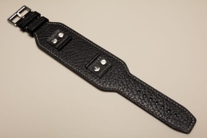 Pasek z podkładką Stailer 4201, Skórzany, Czarny, 18-24mm