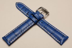 Pasek Hirsch Modena, Skórzany, Niebieski, 18mm