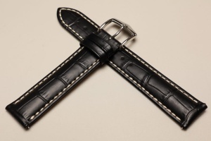 Pasek do zegarka Hirsch Modena, Skórzany, Czarny, 19mm