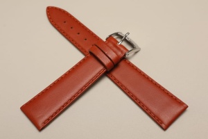 Pasek Bros 8541, Skóra naturalna, Brązowy kasztanowy, 18mm