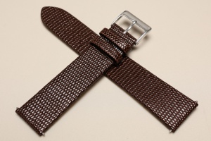 Pasek Skórzany, wzór jaszczurki, Brązowy , 22mm, XL