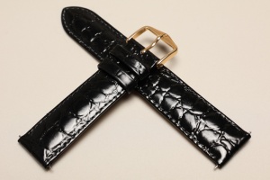 Pasek do zegarka Hirsch Crocograin, Skórzany, Czarny , 19mm, M