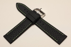 Pasek Horido 015 , Silikonowy, Czarny, Zielona nić, 20mm