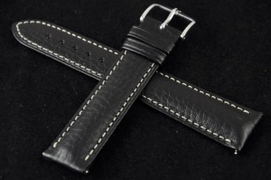 Pasek do zegarka Hirsch Boston, Skórzany, Czarny, 24mm