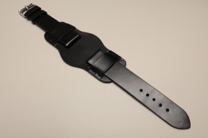 Pasek Skórzany z podkładką 02, Czarny, 22mm