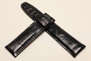 Pasek Campagnolo do zegarka IWC, Skóra z aligatora, Czarny, 20mm