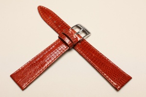 Pasek Bros 8219, Skóra z jaszczurki Tejus, Brązowy, 18mm