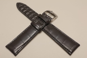 Pasek Bros 8803, Skóra z aligatora, Szary, 18mm