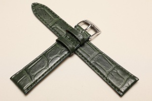 Pasek Bros 8803, Skóra z aligatora,  Zielony, 18mm