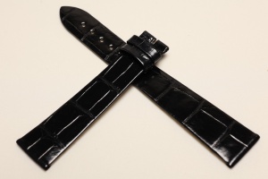 Pasek do zegarka Longines, Skóra z aligatora, Czarny, 20mm, XL