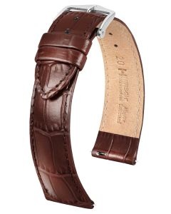 Pasek do zegarka Hirsch Louisianalook, Skórzany, Ciemny brąz, 22mm