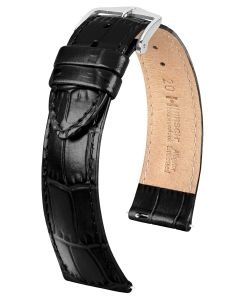 Pasek do zegarka Hirsch Louisianalook, Skórzany, Czarny, 20mm