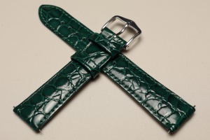Pasek do zegarka Hirsch Crocograin, Skórzany, Zielony, 18mm, M