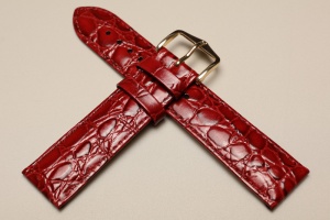 Pasek do zegarka Hirsch Crocograin, Skórzany, Bordowy, 20mm, M
