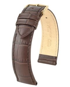 Pasek do zegarka Hirsch Duke, Skórzany, Ciemny brąz, 22mm