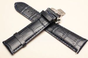 Pasek do zegarka Tissot Gentleman, Skórzany z zapięciem, Granatowy, 21mm