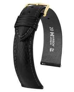 Pasek do zegarka Hirsch Camelgrain, Skórzany, Czarny, 19mm