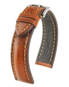 Pasek do zegarka Hirsch Lucca, Skóra naturalna, Brązowy, 22mm