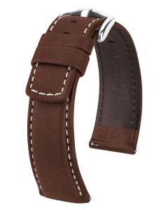 Pasek do zegarka Hirsch Mariner, Skórzany, Ciemny brąz, 22mm 