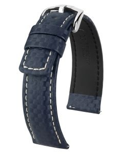Pasek do zegarka Hirsch Carbon, Skórzany, Granatowy, 22mm