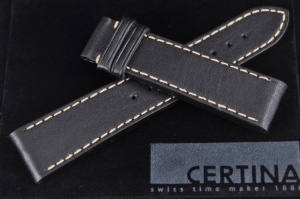 Pasek do zegarka Certina DS Action Chrono, Kubica Edition, Skórzany, Czarny, 21mm, XL