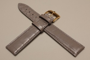 Pasek Bros 8803, Skóra z aligatora, Szary, 18mm
