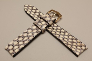 Pasek Hand Made, Skóra węża, Biały, 18mm