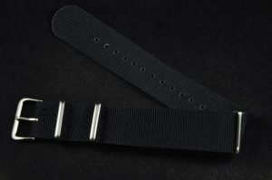 Pasek typu Nato, Nylonowy, Czarny, 22mm