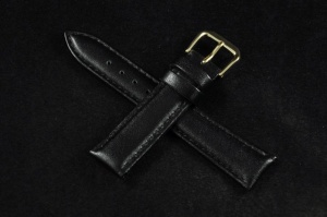 Pasek krótki do zegarka, Skórzany, Czarny, 18mm