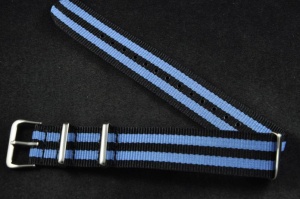 Pasek typu Nato, Nylonowy, Czarno-niebieski, 20mm