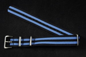 Pasek typu Nato, Nylonowy, Czarno-niebieski, 18mm