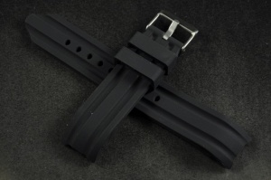 Pasek do zegarka profilowany, Silikonowy, Czarny, 24mm 