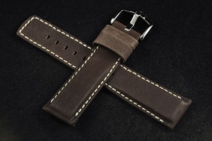 Pasek do zegarka Hirsch Mariner, Skórzany, Ciemny brąz, 22mm 