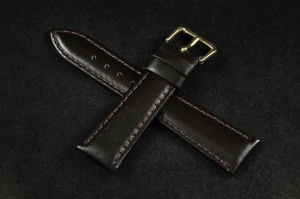 Pasek krótki do zegarka, Skórzany, Ciemny brąz, 19mm