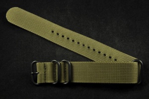 Pasek typu Zulu, Nylonowy, Zielony, Czarne okucia, 22mm