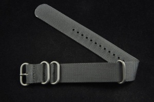 Pasek typu Zulu, Nylonowy, Szary, 22mm