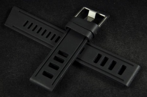 Pasek do zegarka typu Isofrane, Silikonowy, Czarny, 22mm