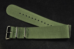 Pasek typu Nato, Nylonowy, Oliwkowy, Szare okucia, 24mm
