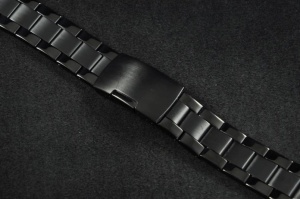 Bransoleta do zegarka, Stalowa, Czarna, 22mm