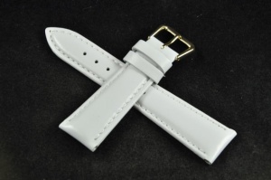 Pasek krótki do zegarka, Skórzany, Biały, 20mm