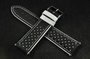 Pasek Genoa, Skórzany, Czarno-Biały, 22mm