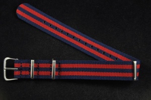 Pasek typu Nato, Nylonowy, Granatowo-czerwony, 18mm