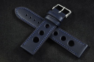 Pasek Rally Skórzany, Granatowy, 22mm