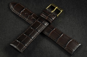 Pasek do zegarka, Skórzany, Ciemny brąz, 21mm