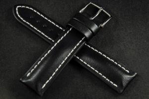 Pasek do zegarka Hirsch Heavy Calf, Skórzany, Czarny, 22/20mm